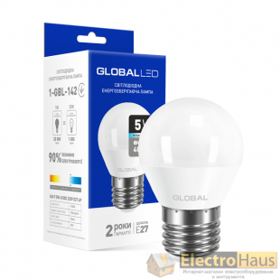 LED лампа GLOBAL G45 F 5W яркий свет E27 (1-GBL-142-02)